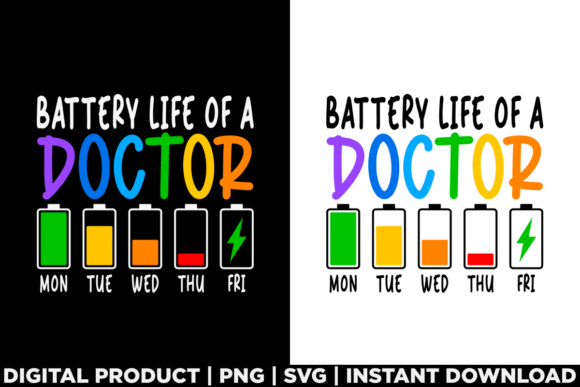 Battery Life of a Doctor: A Graphic Review for T-Shirt Designers