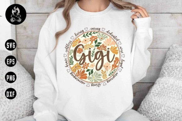 Gigi Floral Circle SVG for T-Shirt Graphics & More