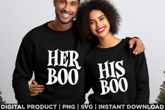 His & Her Boo: A Crafty Halloween Graphic for T-Shirts
