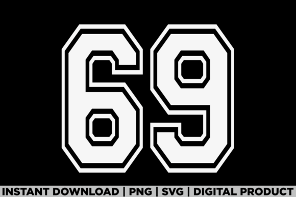 Number 69 Birthday Graphics for Varsity-Style T-Shirt Designs